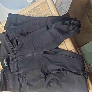 Size 6r express black jeggings low rise ripped jeans
